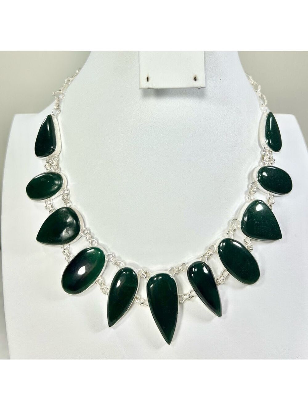 Jadeite 925 Large Gemstone Necklace ONLY - Picture 1 of 9